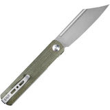 SENCUT Bronte Linerlock Knife - Green Canvas Micarta Handle, 9Cr18MoV Blade, 4.5 Inch Closed by SENCUT