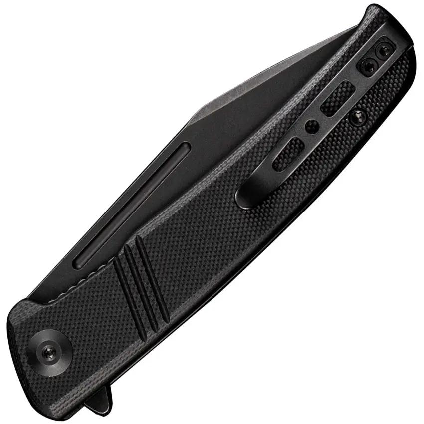 SENCUT Brazoria Linerlock - Black G10 Handle D2 Tool Steel Clip Point Knife With Pocket Clip by SENCUT