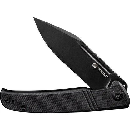 SENCUT Brazoria Linerlock - Black G10 Handle D2 Tool Steel Clip Point Knife With Pocket Clip by SENCUT