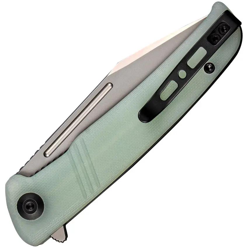SENCUT Brazoria Linerlock Jade G10 SA12B - Bead Blast D2 Clip Point Blade With Extended Tang And Jade G10 Handle by SENCUT