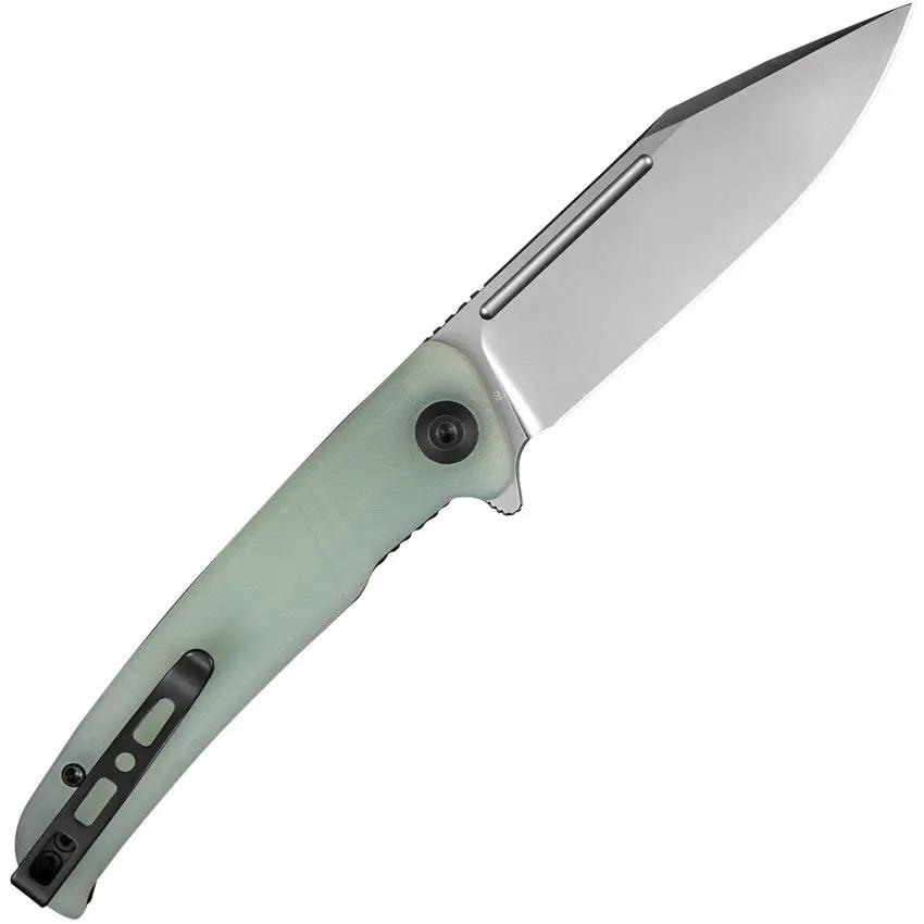 SENCUT Brazoria Linerlock Jade G10 SA12B - Bead Blast D2 Clip Point Blade With Extended Tang And Jade G10 Handle by SENCUT