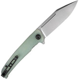 SENCUT Brazoria Linerlock Jade G10 SA12B - Bead Blast D2 Clip Point Blade With Extended Tang And Jade G10 Handle by SENCUT