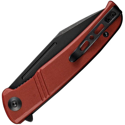 SENCUT Brazoria Linerlock Burg G10 SA12C - D2 Tool Steel Clip Point Blade Burgundy G10 Handle Extended Tang by SENCUT