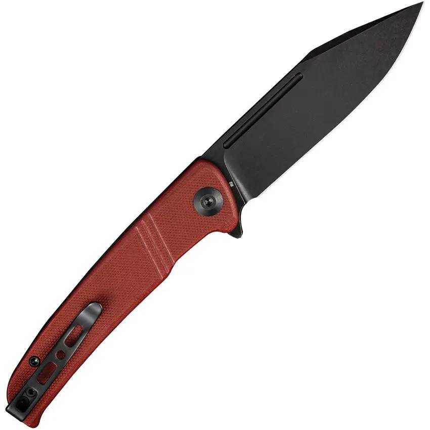 SENCUT Brazoria Linerlock Burg G10 SA12C - D2 Tool Steel Clip Point Blade Burgundy G10 Handle Extended Tang by SENCUT