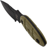 Sniper Bladeworks Skinner - 7.5 Inch Full Tang Knife With Black PVD Drop Point Blade And OD Green Canvas Micarta Handle by Sniper Bladeworks