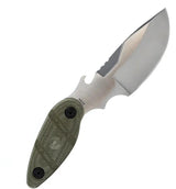 Sniper Bladeworks Skinner - Satin Drop Point Blade OD Green Canvas Micarta Handle Full Tang by Sniper Bladeworks