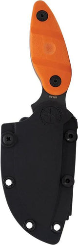 Sniper Bladeworks Skinner Black Orange - Drop Point Full Tang Knife With Orange Canvas Micarta Handle And SUJ2 Steel by Sniper Bladeworks