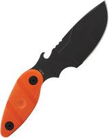 Sniper Bladeworks Skinner Black Orange - Drop Point Full Tang Knife With Orange Canvas Micarta Handle And SUJ2 Steel by Sniper Bladeworks