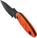 Sniper Bladeworks Skinner Black Orange - Drop Point Full Tang Knife With Orange Canvas Micarta Handle And SUJ2 Steel by Sniper Bladeworks