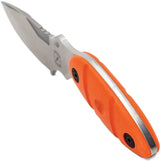 Sniper Bladeworks Skinner Satin Orange - Satin Drop Point Blade With Orange Canvas Micarta Handle Full Tang SUJ2 Steel by Sniper Bladeworks
