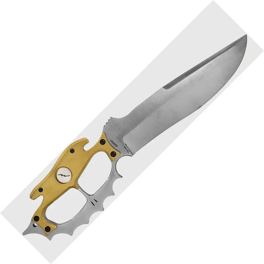 Sniper Bladeworks British Death Head Bowie BDHBRZSAT - 15 Inch Overall With Satin 8.5 Inch 420HC Blade And Brass Handle by Sniper Bladeworks