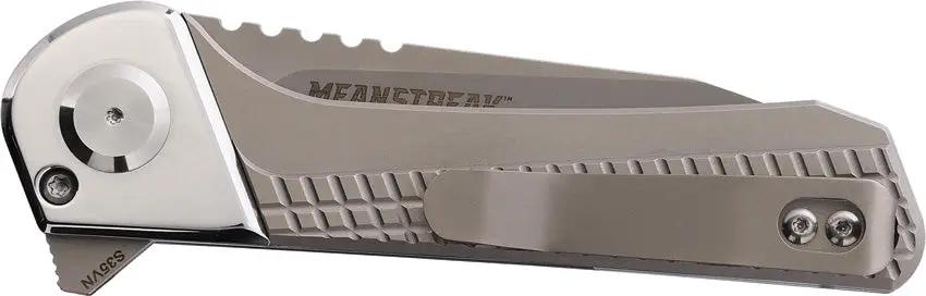 Sharps Bros Meanstreak Button Lock - S35VN Blade 3 Inch Stonewash Gray Titanium Handle With Extended Tang by Sharps Bros.