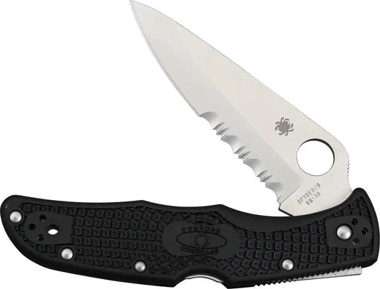 Spyderco Endura 4 Lockback Knife VG10 Satin Blade Partially Serrated FRN Handle For EDC by Spyderco