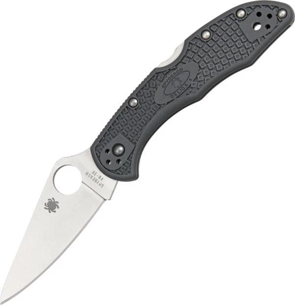 Spyderco Delica Lockback Gray FRN Handle VG10 Blade EDC Knife For Everyday Carry by Spyderco
