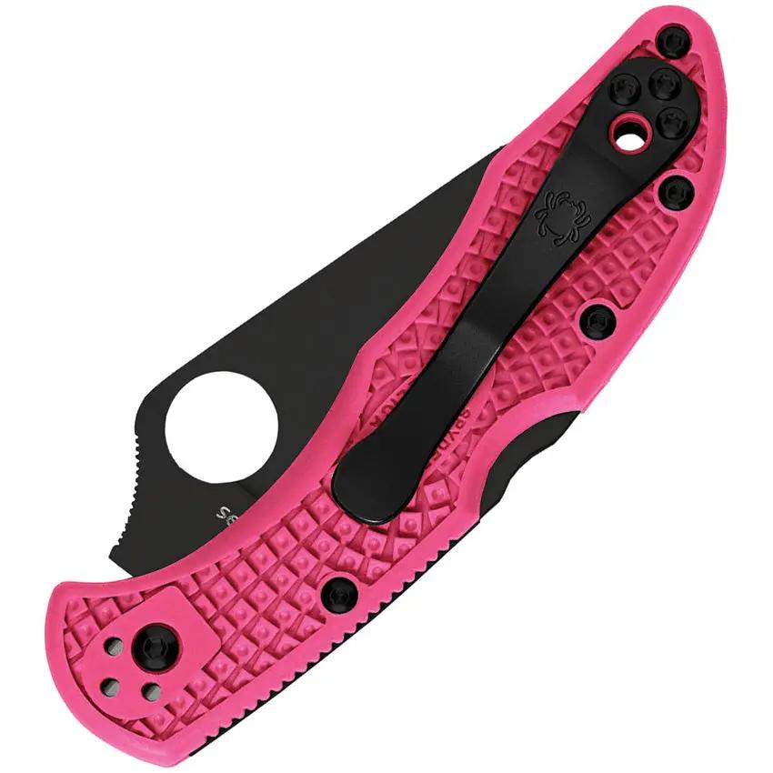 Spyderco Delica Pink Lockback Knife - CPM S30V Blade With TiNi Coated Pink FRN Handle For Pink Knife Fans by Spyderco