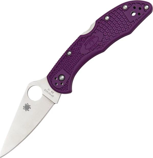 Spyderco Delica Lockback Knife Purple FRN Handle VG-10 Blade Lightweight EDC Everyday Carry by Spyderco