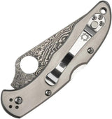 Spyderco Delica 4 Damascus Lockback Knife - Titanium Handle for Everyday Carry Enthusiasts by Spyderco