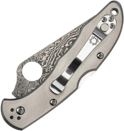 Spyderco Delica 4 Damascus Lockback Knife - Titanium Handle for Everyday Carry Enthusiasts by Spyderco