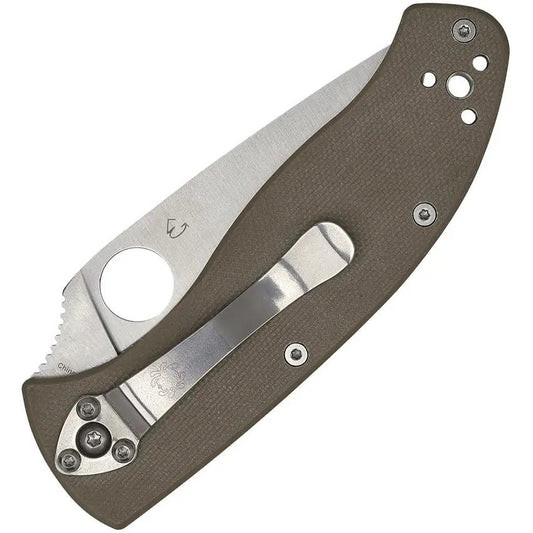 Spyderco Tenacious Liner Lock Knife - Brown G10 Handle With CPM M4 Serrated Blade For EDC Enthusiasts by Spyderco