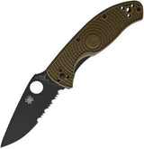 Spyderco Tenacious LWT Folding Knife For Everyday Carry With Partially Serrated 8Cr13MoV Blade OD Green FRN Handle by Spyderco