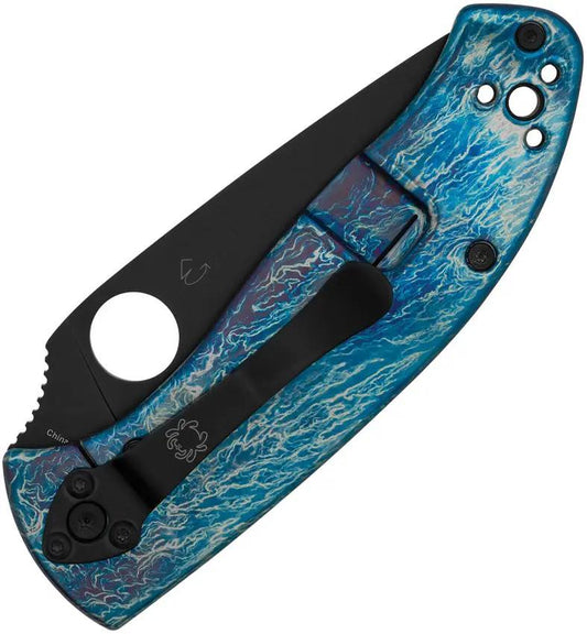 Spyderco Tenacious RIL Ti Blue Titanium Handle D2 Blade EDC Knife - Blue Anodized Titanium Build by Spyderco