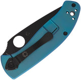 Spyderco Tenacious RIL Titanium Blue EDC Knife - 3.38 Inch 8Cr13MoV Blade With Thumb Hole Lanyard And Pocket Clip by Spyderco