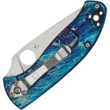Spyderco Tenacious Ti Blue Titanium EDC Folder - D2 Blade Anodized Blue Ti Handle Thumb Pull Lanyard Clip by Spyderco