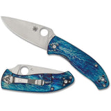 Spyderco Tenacious Ti Blue Titanium EDC Folder - D2 Blade Anodized Blue Ti Handle Thumb Pull Lanyard Clip by Spyderco