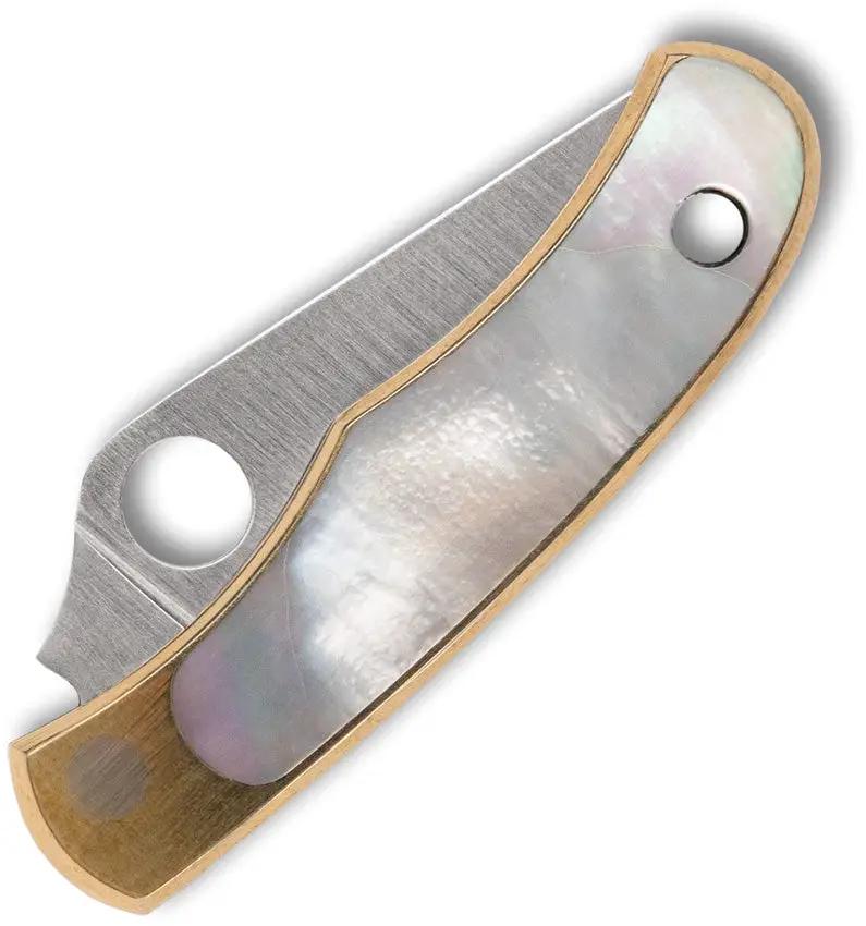 Spyderco Bug Slip Joint Abalone Inlay Satin 12C27 Stainless EDC Knife - Ideal For Collectors by Spyderco