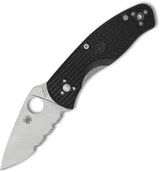 Spyderco Persistence Linerlock Black FRN EDC Knife With 2.75 Inch Satin Finish Partially Serrated 8Cr13MoV Blade by Spyderco