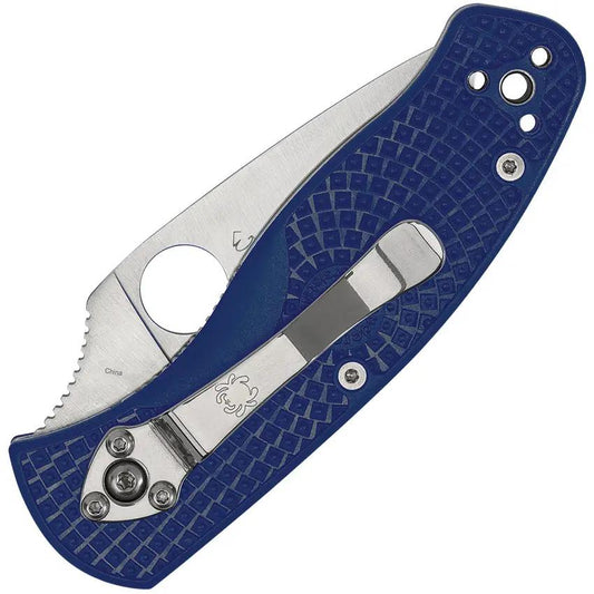 Spyderco Persistence Folding Knife - CPM S35VN Blade With Partially Serrated Edge And Blue FRN Handle For EDC by Spyderco