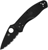 Spyderco Persistence Linerlock Folding Knife Black Serrated 8Cr13MoV Blade For EDC With Durable FRN Handle by Spyderco