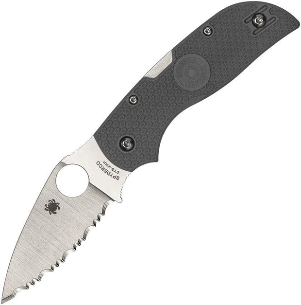 Spyderco Chaparral LWT Lockback Gray Slim FRN Handle EDC Knife With Serrated CTS XHP Blade by Spyderco
