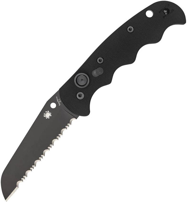 Spyderco Auto Button Lock Knife C165GSBBK2 For EDC Pros, 3.5in Black LC200N Blade by Spyderco