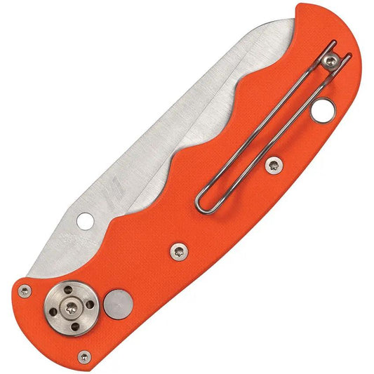 Spyderco Auto Knife Button Lock - Automatic Opening With Safety, Orange G10 Handle For EDC by Spyderco