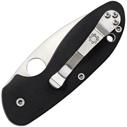 Spyderco Efficient G10 Knife - Compact EDC With 3 Inch Satin Plain Edge 8Cr13MoV Drop Point Blade Black G10 Handle by Spyderco