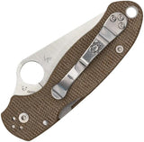 Spyderco Para 3 Compression Lock Brown Micarta CPM Cru-Wear Folding Knife - Compact EDC Reliability And Fast Onehand Use by Spyderco