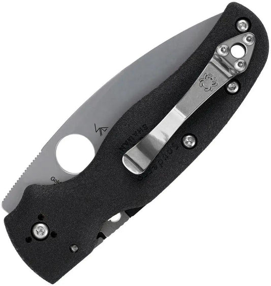 Spyderco Shaman Lightweight Compression Lock Knife - Slim FRN Handle With 3.5 Inch CTS BD1 Serrated Blade by Spyderco