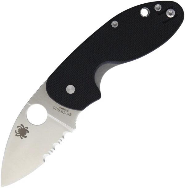 Spyderco Insistent Linerlock Knife 2.5 Inch Satin Partially Serrated Blade G10 Handle EDC by Spyderco