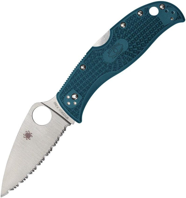 Premium Spyderco LeafJumper Lockback Knife Blue FRN Handle K390 Serrated Blade For EDC Enthusiasts by Spyderco