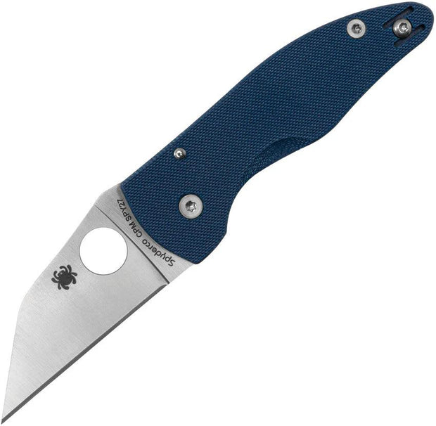Spyderco MicroJimbo Compres Lock Knife With SPY27 Steel, 2.5 In Blade, 3.88 In Closed, Blue G10, EDC Enthusiasts Pick by Spyderco