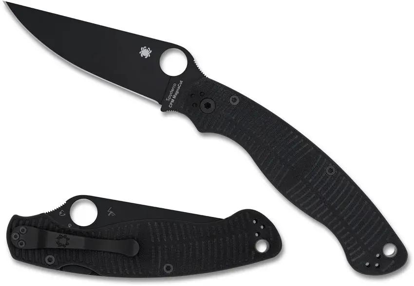 Spyderco Military 2 Salt Knife - MagnaCut Blade With Compression Lock DLC Coated Black G10 Handle For Professionals by Spyderco