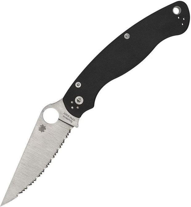 Spyderco Military 2 Linerlock Knife Black G10 Handle 4Inch S30V Serrated CPM Blade for Tactical Pros by Spyderco