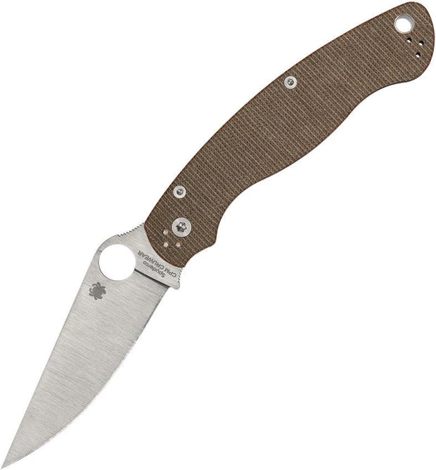 Spyderco Military 2 Compression Lock Knife CPM CruWear Satin Blade Brown Micarta For Tactical Enthusiasts by Spyderco