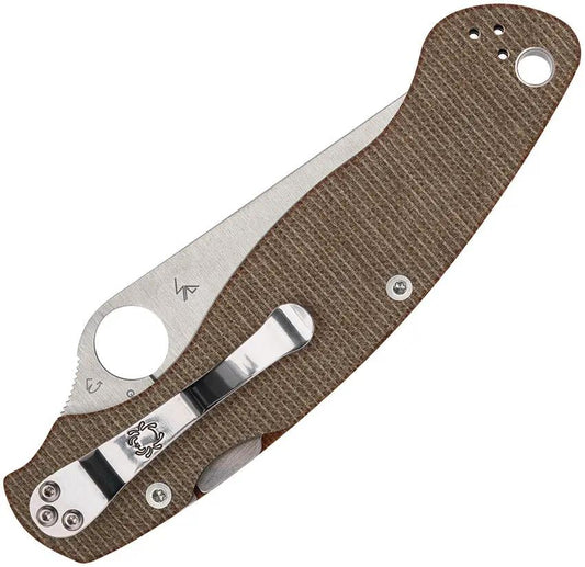 Spyderco Military 2 Compression Lock Knife - High Performance CPM CruWear Satin Blade With Brown Micarta by Spyderco