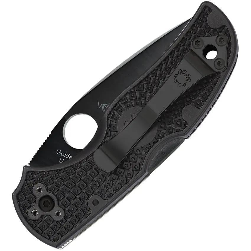Spyderco Native 5 Lockback Plain Edge EDC Knife - S30V Blade, Black DLC FRN Handle For Everyday Carry by Spyderco