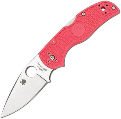 Spyderco Native 5 Lockback Pink Heals Knife For Women S30V 4 Inch Closed Textured FRN Handle Support Cancer Care by Spyderco