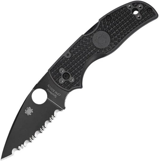 Spyderco Native 5 Lockback Serrated Folding Knife S30V Black FRN Handle For EDC Enthusiasts by Spyderco