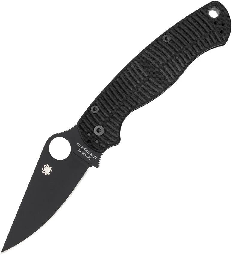 Spyderco Para Military 2 Salt CPM MagnaCut Black DLC Coated Folding Knife For Outdoor Tactical Use by Spyderco