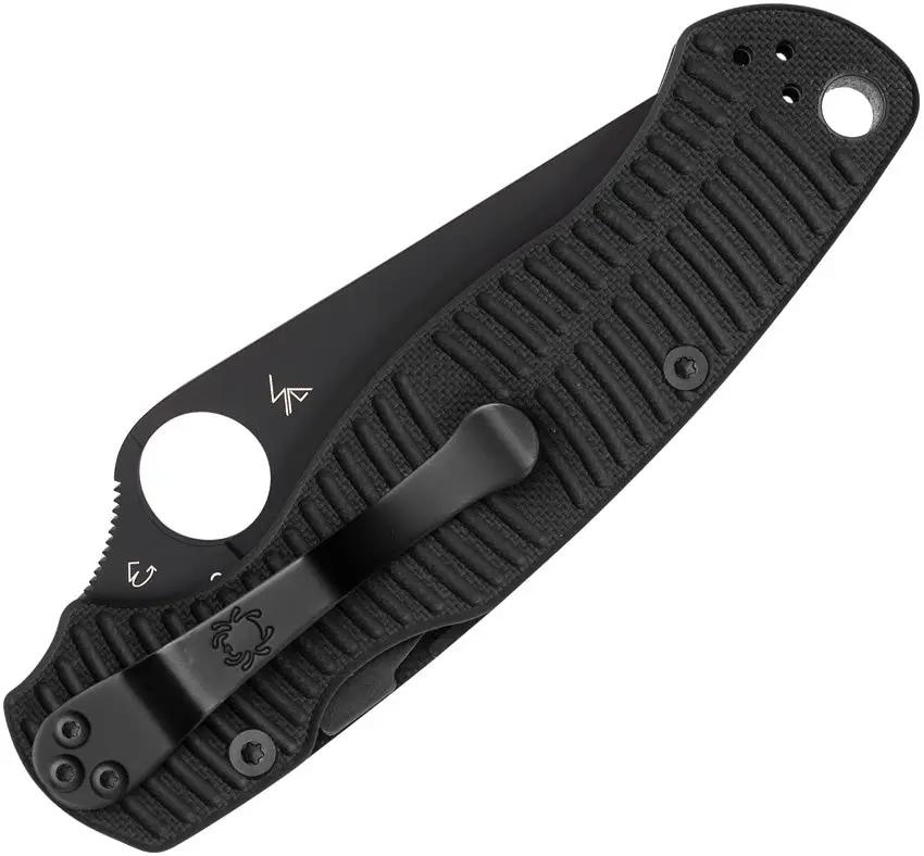 Spyderco Para Military 2 Salt - Corrosion-Resistant CPM MagnaCut Black DLC Coated Folding Knife For Outdoor Use by Spyderco